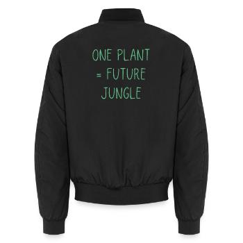One Plant Future Jungle | Funny Plant Lover - Unisex Bomber Jacket - black - Back - AI Model Male 185 light (185cm)