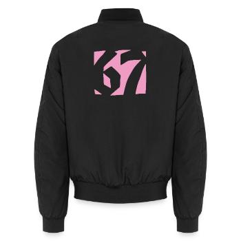 67 Minimal Streetwear Trend Design - Unisex Bomber Jacket - black - Back - AI Model Male 185 light (185cm)