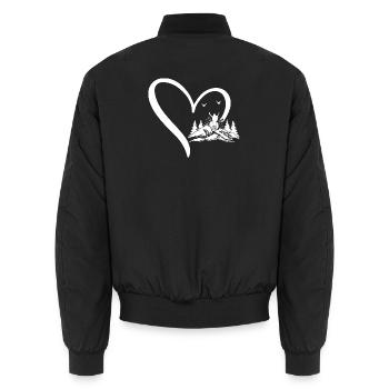 Hiking Lover Mountain Hiking Heart Mountain Lover - Unisex Bomber Jacket - black - Back - AI Model Male 185 light (185cm)