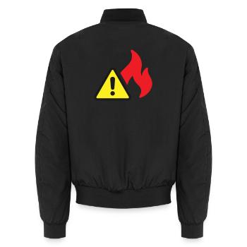 Fire Warning Solid Icon Flame Safety Symbol - Unisex Bomber Jacket - black - Back - AI Model Male 185 light (185cm)