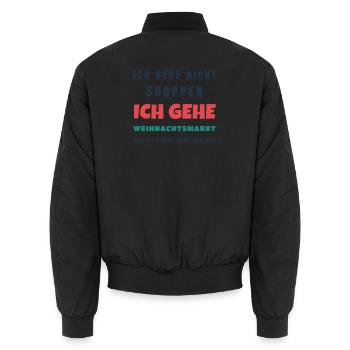 Weihnachtsmarkt statt shoppen - Glühwein Spruch - Unisex Bomberjacke - Schwarz - Hinten - AI Model Male 185 light (185cm)