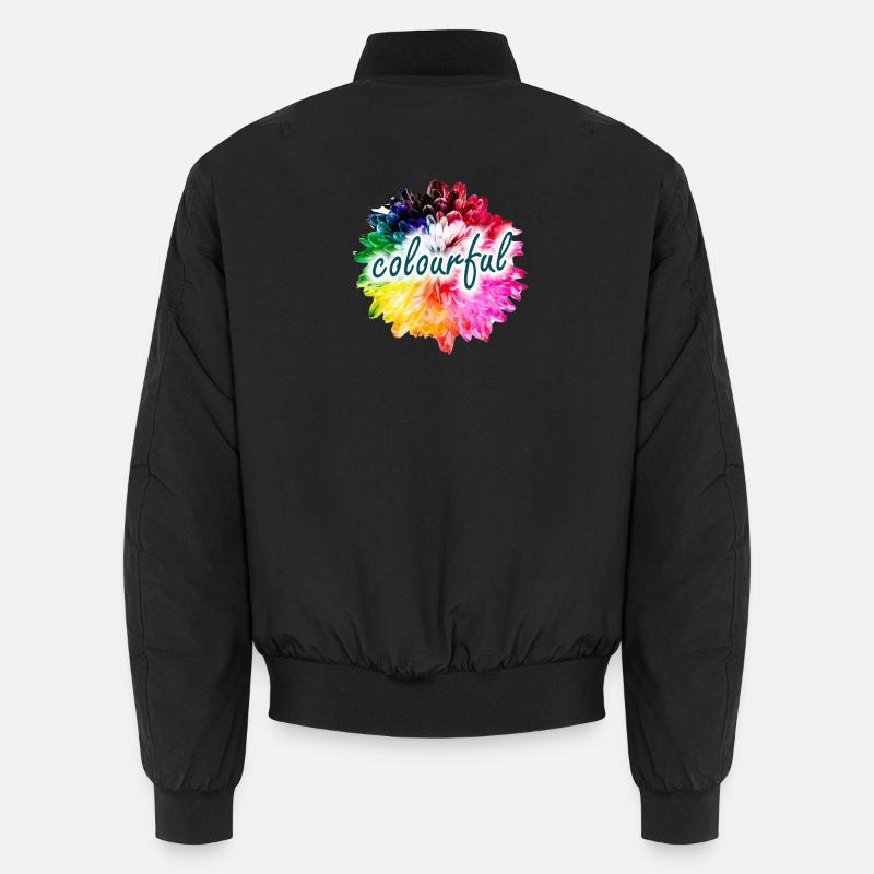 Regenbogenblume Farbexplosion - Unisex Bomberjacke - Schwarz