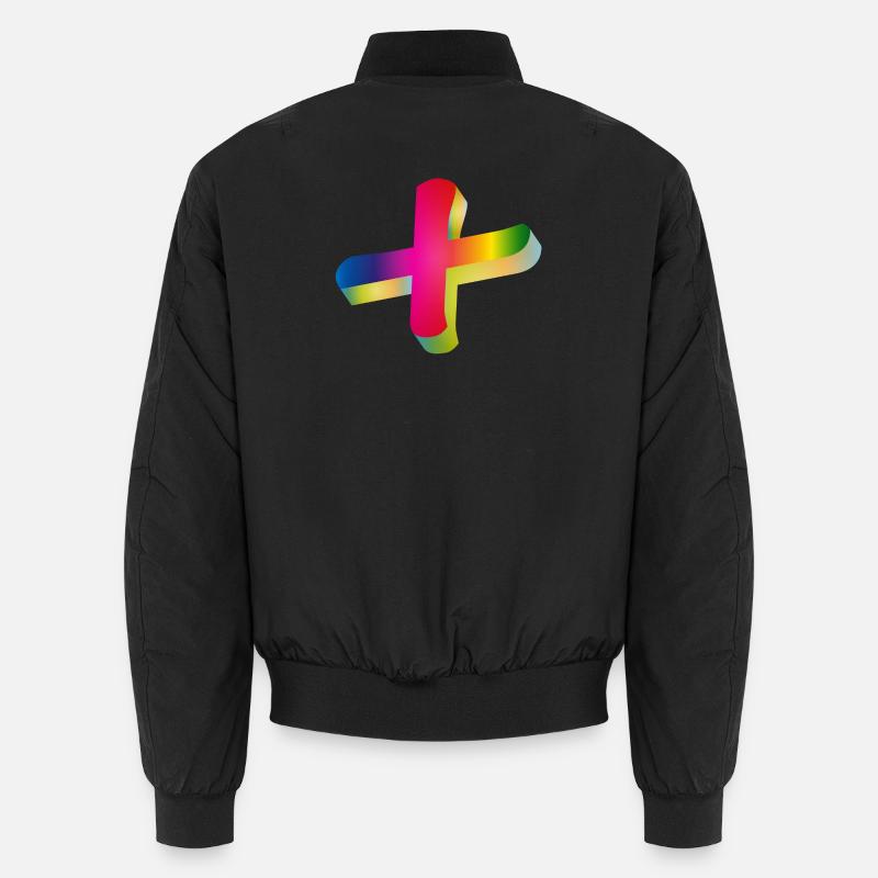 buntes Plus Zeichen in Regenbogenfarben Unisex Bomberjacke