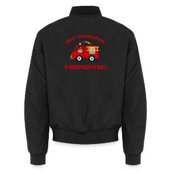 Fire truck fire truck firefighter firetruck - Unisex Bomber Jacket - black - Back - AI Model Male 185 light (185cm)