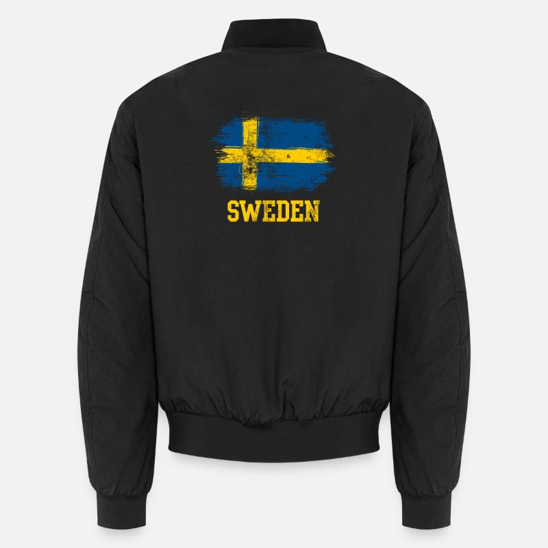 Sweden Brush Flag Graphic Unisex Bomber Jacket