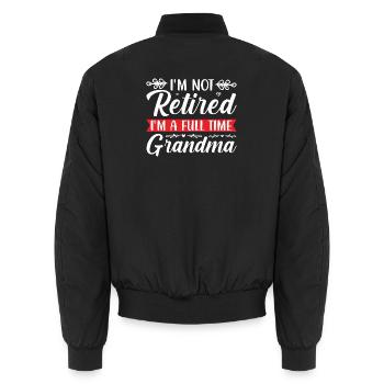 Retro Vintage Granny Motif Design - Unisex Bomber Jacket - black - Back - AI Model Male 185 light (185cm)