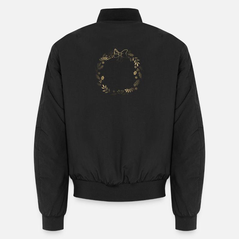 Couronne festive dorée avec ruban Bomber unisexe
