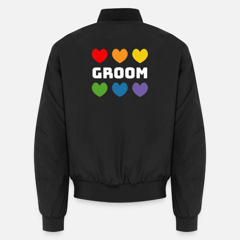 Rainbow Hearts Groom blanc Bomber unisexe