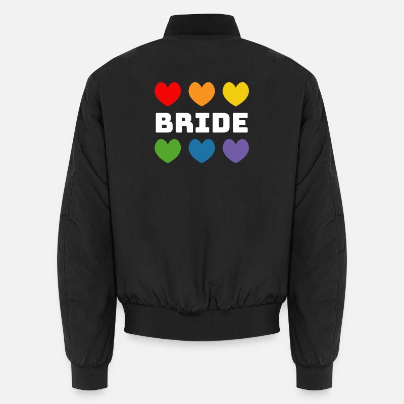 Rainbow heart Bride white - Unisex Bomber Jacket - black