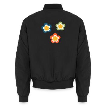 70er Jahre Blume Muster Retro Hippie Festival - Unisex Bomberjacke - Schwarz - Hinten - AI Model Male 185 light (185cm)