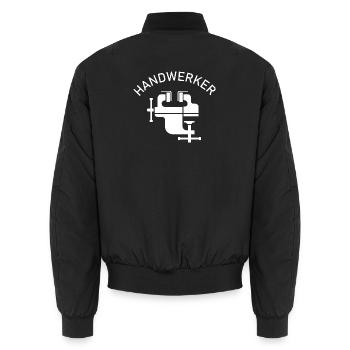 Werkzeuge Handwerker Schraubstock Symbol icon Logo - Unisex Bomberjacke - Schwarz - Hinten - AI Model Male 185 light (185cm)
