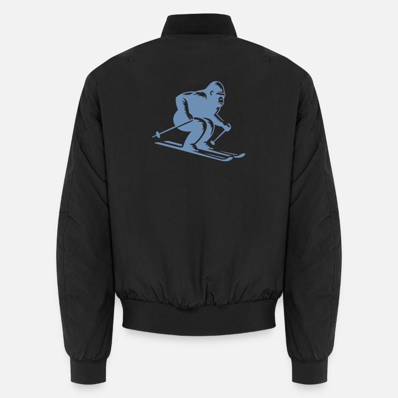 Monkey Gorilla Chimpanzee Ski Silhouette Design Unisex Bomber Jacket