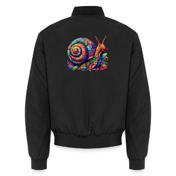 Snail - Unisex Bomber Jacket - black - Back - AI Model Male 185 light (185cm)
