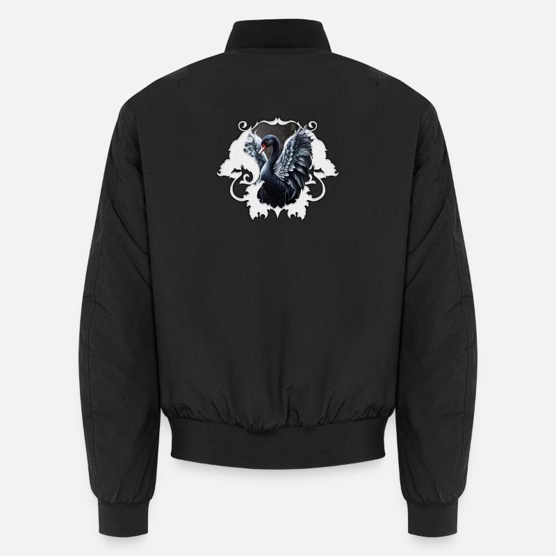Im Schatten der Eleganz: Ein schwarzer Schwan. Unisex Bomberjacke