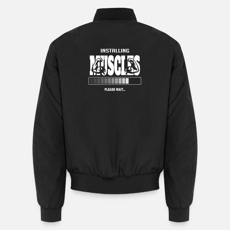 Installing Muscles – Funny Gym Workout Unisex Bomber Jacket