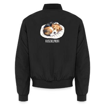 Beagle Kuschelprofi für Hundeliebhaber - Unisex Bomberjacke - Schwarz - Hinten - AI Model Male 185 light (185cm)