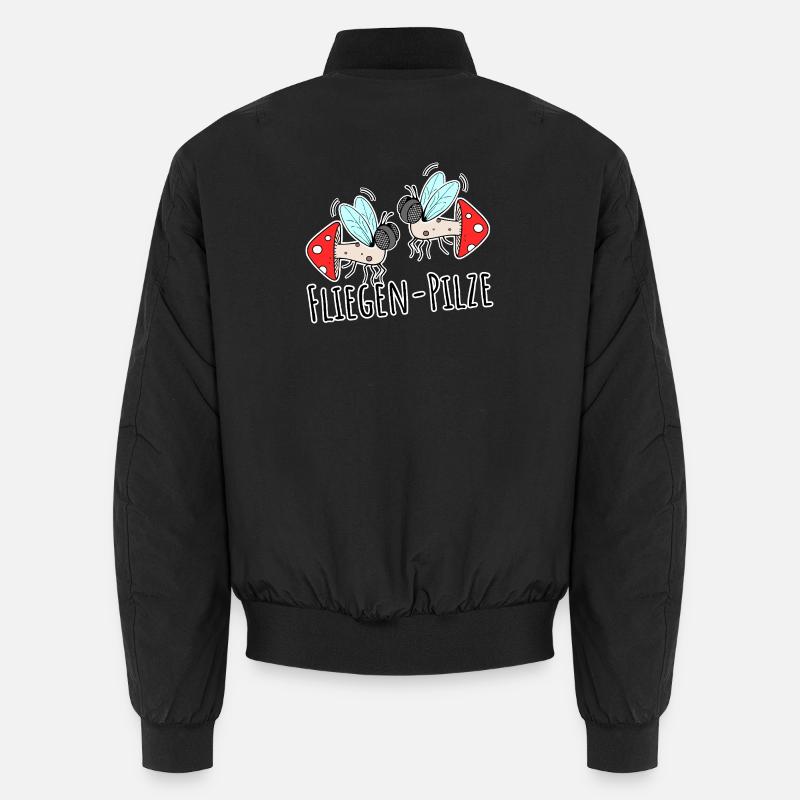 Two Fly Mushrooms - Unisex Bomber Jacket - black