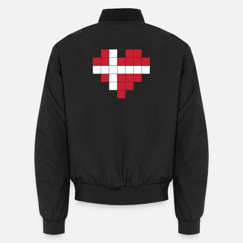 Pixel Heart Drapeau du Danemark Bomber unisexe