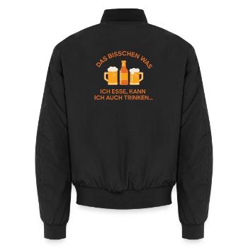 Bier Trio Spruch: Was ich esse, trinke ich einfach - Unisex Bomberjacke - Schwarz - Hinten - AI Model Male 185 light (185cm)