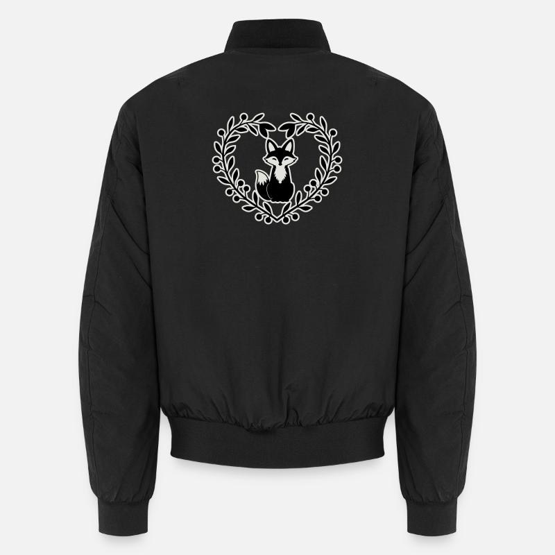 Cute Fox in a Wreath of Leaves – Hand Drawn Unisex Bomber Jacket