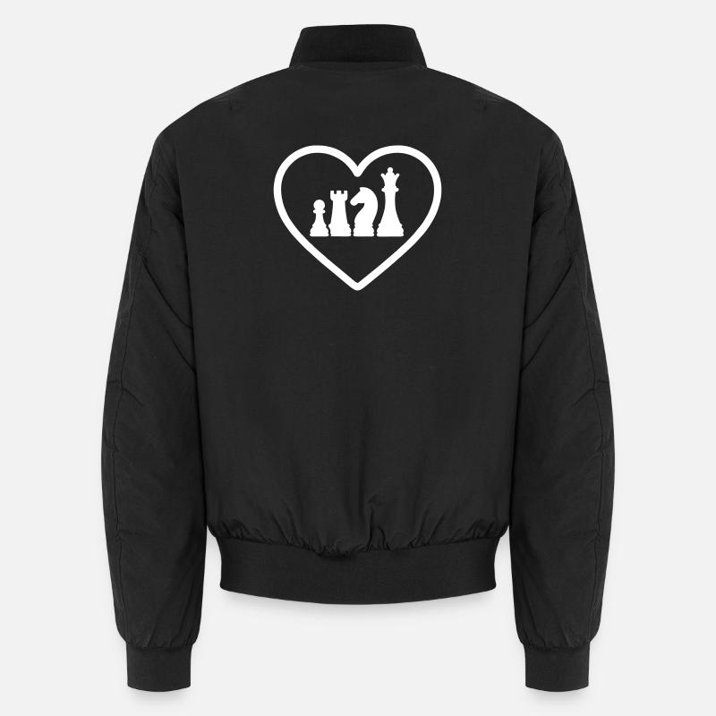 Herz-Schachfiguren - Unisex Bomberjacke - Schwarz