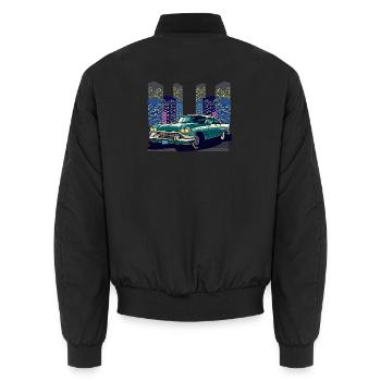 Soirée néon de runabout urbain vintage - Bomber unisexe - noir - Dos - AI Model Male 185 light (185cm)