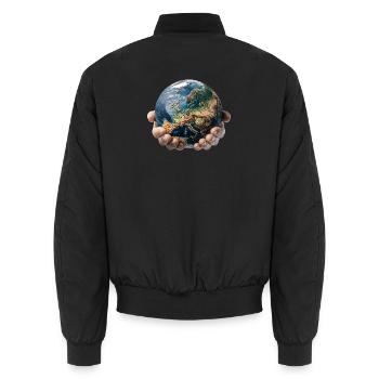 La Terre entre les mains : Responsabilité mondiale - Bomber unisexe - noir - Dos - AI Model Male 185 light (185cm)