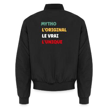 Mytho Original Unique Tee - Unisex Bomber Jacket - black - Back - AI Model Male 185 light (185cm)