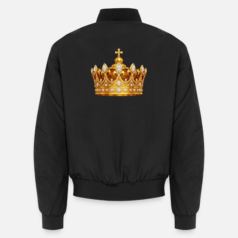 Golden crown with diamonds - Unisex Bomber Jacket - black