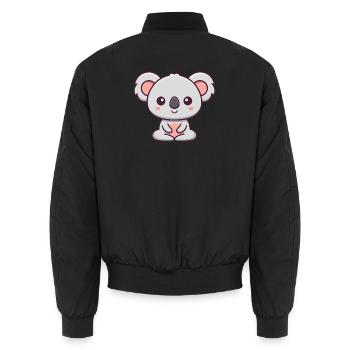 Cute Kawaii Little Koala - Unisex Bomber Jacket - black - Back - AI Model Male 185 light (185cm)