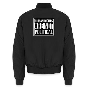 Human Rights Are Not Political Menschenrechte Logo - Unisex Bomber Jacket - black - Back - AI Model Male 185 light (185cm)