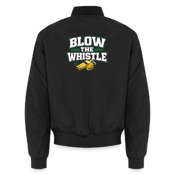 Soccer Training Youth Sports Coach - Unisex Bomber Jacket - black - Back - AI Model Male 185 light (185cm)