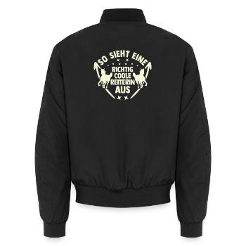 Reiten Pferdeliebhaber Reiterhof Pferde - Unisex Bomberjacke - Schwarz - Hinten - AI Model Male 185 light (185cm)