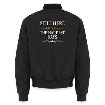Endometriose-bewusstsein Endo Warrior - Unisex Bomberjacke - Schwarz - Hinten - AI Model Male 185 light (185cm)