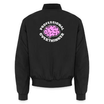 Professional Overthinker Lustig Grübeln Angst Logo - Unisex Bomberjacke - Schwarz - Hinten - AI Model Male 185 light (185cm)
