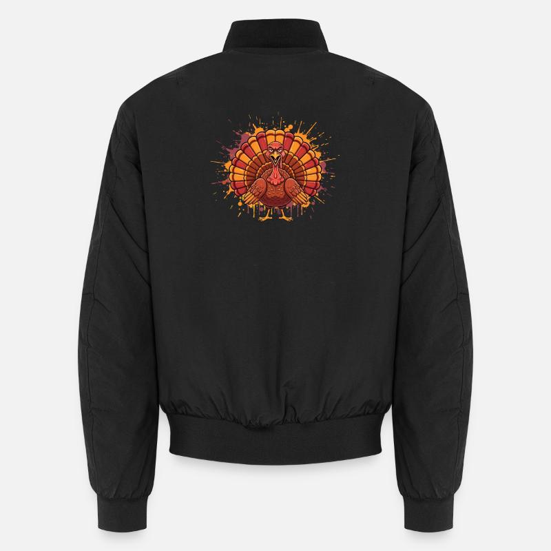 Bunter Truthahn mit Farbspritzer - Unisex Bomberjacke - Schwarz