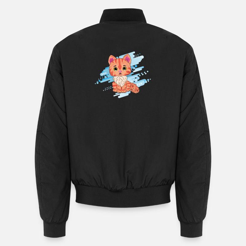 Süße orangefarbene Katze mit Schal Unisex Bomberjacke
