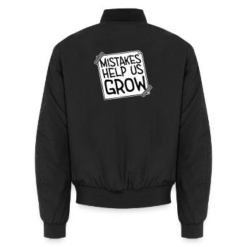 Mistakes Help Us Grow Funny Motivational Growth - Unisex Bomber Jacket - black - Back - AI Model Male 185 light (185cm)