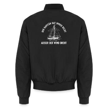Kapitän hat immer recht außer der Wind dreht - Unisex Bomberjacke - Schwarz - Hinten - AI Model Male 185 light (185cm)