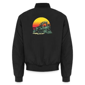 Locomotive rétro vintage Sunset Train - Bomber unisexe - noir - Dos - AI Model Male 185 light (185cm)
