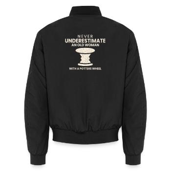Keramik Geschenk Töpferin Opa Papa Lustig - Unisex Bomberjacke - Schwarz - Hinten - AI Model Male 185 light (185cm)