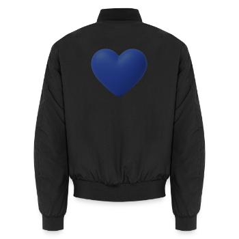 Kobaltblauer Herz 3D - Unisex Bomberjacke - Schwarz - Hinten - AI Model Male 185 light (185cm)