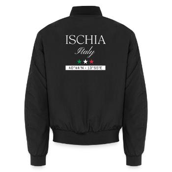 Ischia Italien Souvenir – Reise minimalistisch - Unisex Bomberjacke - Schwarz - Hinten - AI Model Male 185 light (185cm)