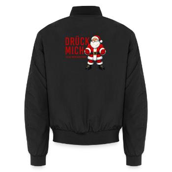 Drück mich – Es ist Weihnachten! Weihnachtsmann  - Unisex Bomberjacke - Schwarz - Hinten - AI Model Male 185 light (185cm)