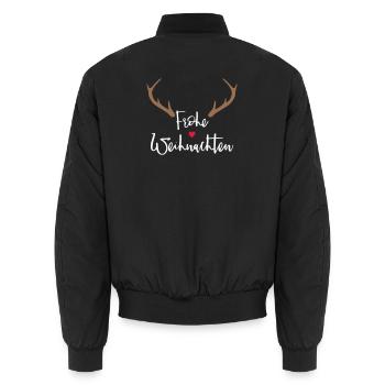 Frohe Weihnachten Rentier Geweih Dekoration - Unisex Bomberjacke - Schwarz - Hinten - AI Model Male 185 light (185cm)