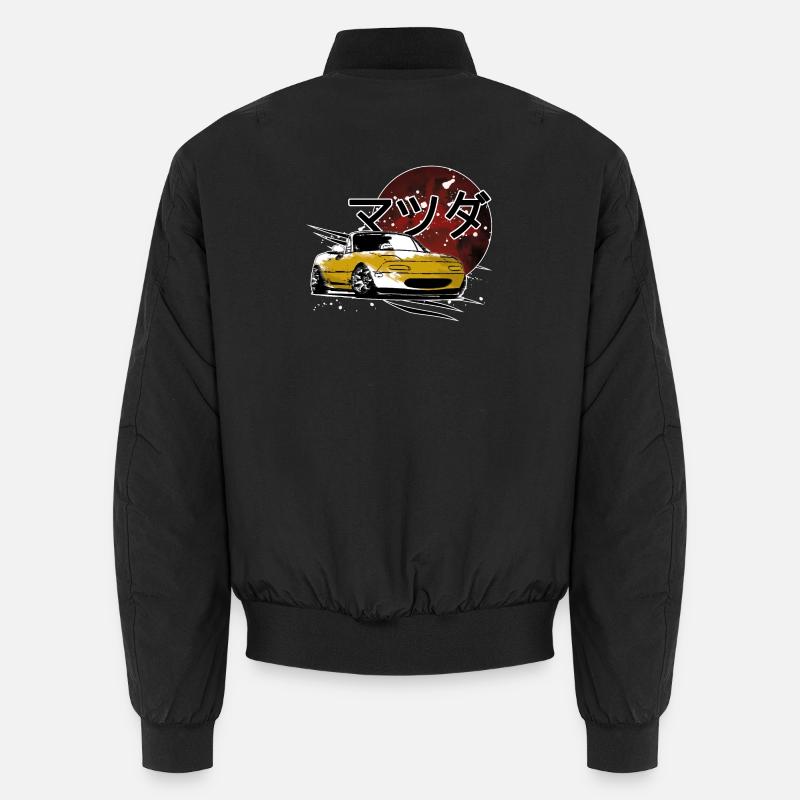 Japanisches Auto Miata Mx5 gelb rot Unisex Bomberjacke