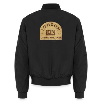 Vintage London Emblem - Unisex Bomberjacke - Schwarz - Hinten - AI Model Male 185 light (185cm)