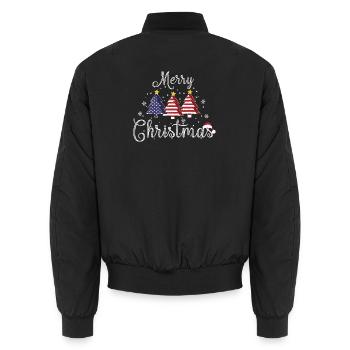 Merry Christmas Weihnachtsbäume USA Flagge Amerika - Unisex Bomberjacke - Schwarz - Hinten - AI Model Male 185 light (185cm)