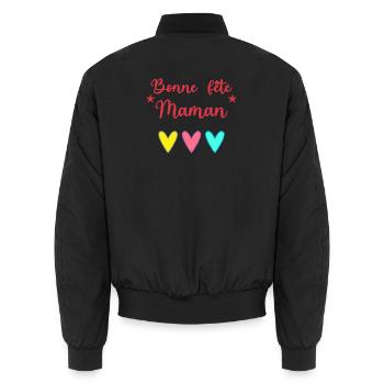 BONNE FÊTE MAMAN. MAMAN. FÊTE DES MÈRES. JE T'AIME - Bomber unisexe - noir - Dos - AI Model Male 185 light (185cm)