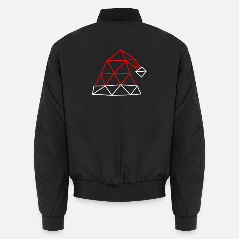 Christmas Hat - Geometric Lines - Unisex Bomber Jacket - black